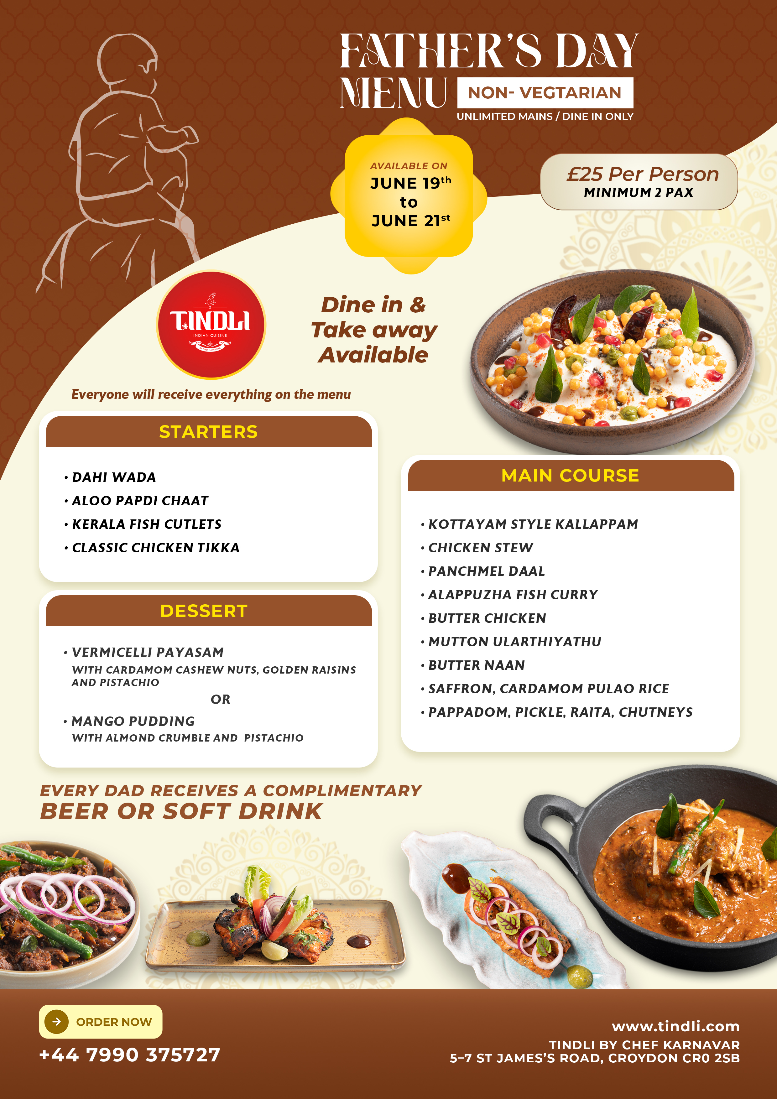 Traditional Indian menu London